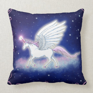 Poultry unicorn with stars throw pillow