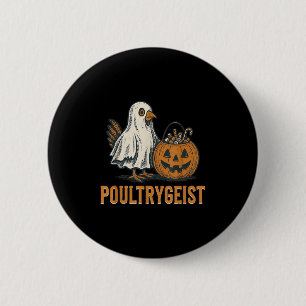 Poultrygeist Chicken Ghost Pumpkin Costume Hallowe 2 Inch Round Button