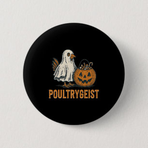 Poultrygeist Chicken Ghost Pumpkin Costume Hallowe 2 Inch Round Button