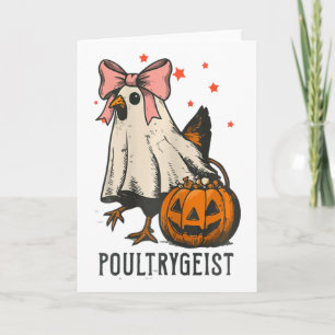 Poultrygeist Funny Chicken Ghost Halloween Spooky Card