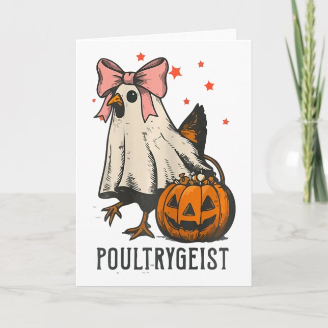 Poultrygeist Funny Chicken Ghost Halloween Spooky  Card (Front)