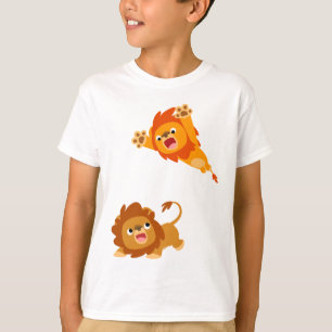 Pouncing and Pounced!! Cartoon Lions Kids T-Shirt