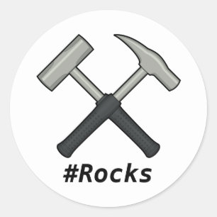 Pound Rocks Crossed Rock Hammers Classic Round Sticker