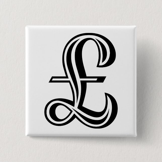 Pound Sign - Black 2 Inch Square Button (Front)