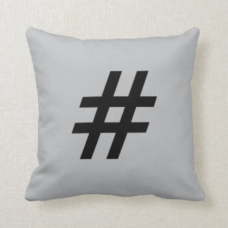 # Pound sign (hashtag) button pillow, Grey & Black Throw Pillow