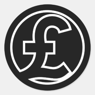 Pound Sterling Symbol currency in black circle Classic Round Sticker