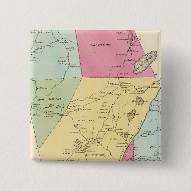 Poundridge, Town 2 Inch Square Button (Front)