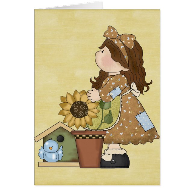 Poupée adorable de pays avec le tournesol (Devant)