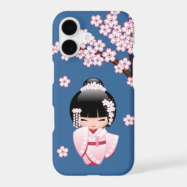 Poupée blanche Kimono Kokeshi - Cute Geisha Girl B (Verso)