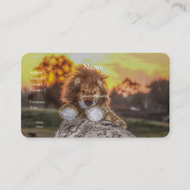 Poupée de lion au lever du soleil Carte de visite (Devant)