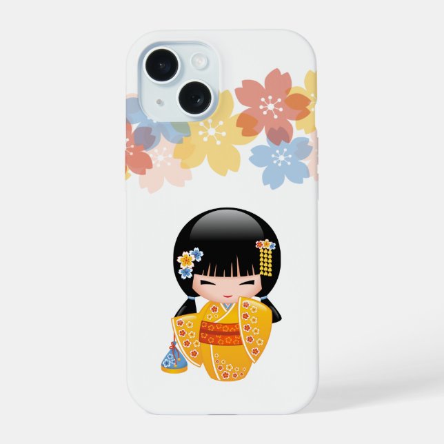 Poupée d'été Kokeshi - Kimono Jaune Geisha Girl (Verso)