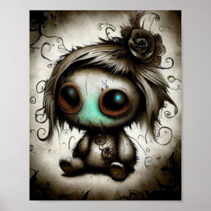 Poupée éffrayante et mignonne, murs déco oeuvre