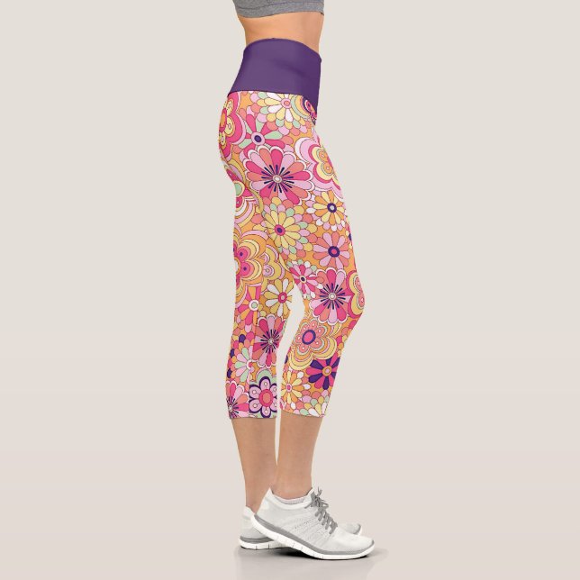 Poupée, jaune et rose fleur de porc capri leggings (Droite)
