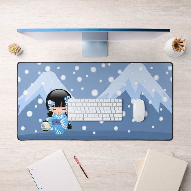 Poupée Kokeshi d'hiver - Blue Mountain Geisha Girl (Bureau 1)