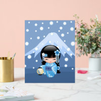 Poupée Kokeshi d'hiver - Blue Mountain Geisha Girl