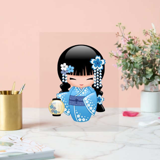 Poupée Kokeshi d'hiver - Blue Mountain Geisha Girl (Mariage)