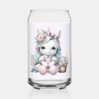 Poupée Licorne Kawaii Pastel avec Panier de Fleurs