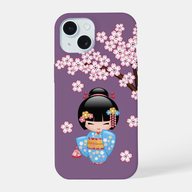 Poupée Maiko Kokeshi - Blue Kimono Geisha Girl (Verso)
