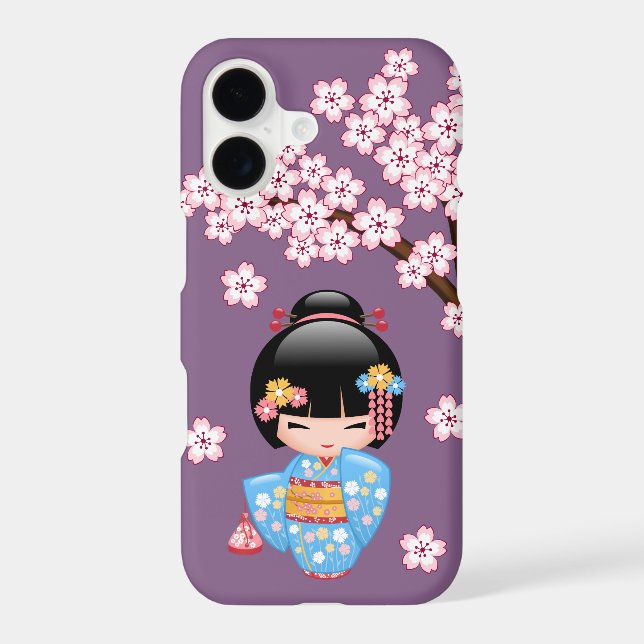 Poupée Maiko Kokeshi - Blue Kimono Geisha Girl (Verso)