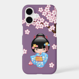 Poupée Maiko Kokeshi Mignonne Fille Geisha Violet
