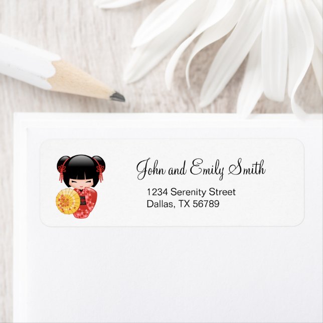 Poupée Rouge Sakura Kokeshi - Cute Japonaise Geish (En situation)