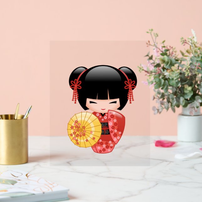 Poupée Rouge Sakura Kokeshi - Japonaise Geisha Gir (Mariage)