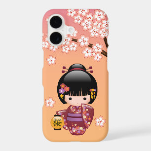 Poupée Sakura Kokeshi - Geisha Girl on Peach