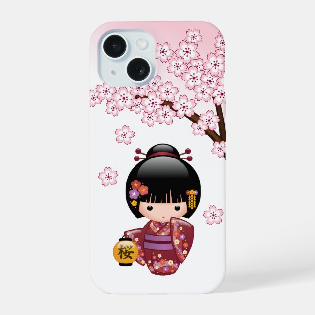 Poupée Sakura Kokeshi - jolie fille japonaise Geis (Verso)
