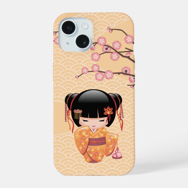 Poupée Ume Kokeshi - Japonaise Pêche Geisha Girl (Verso)