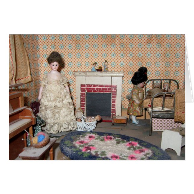 Poupées de bisque par la carte de cheminée - blanc (Devant horizontal)