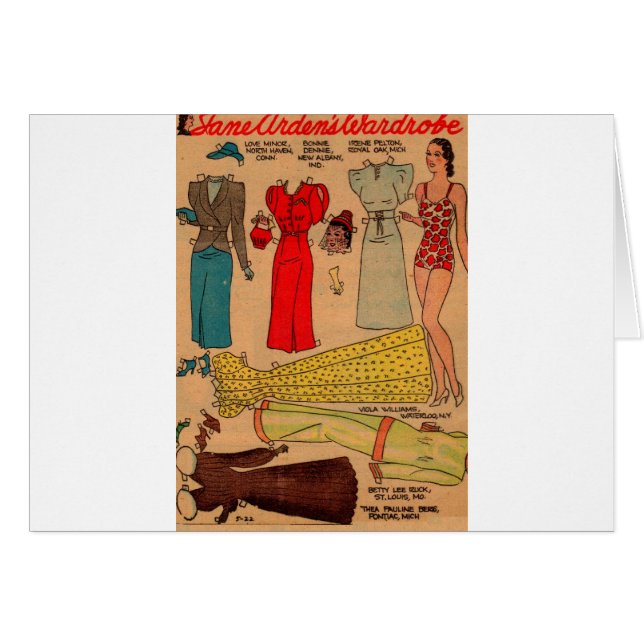 Poupées en papier des années 1930 robe blanche bri (Devant horizontal)