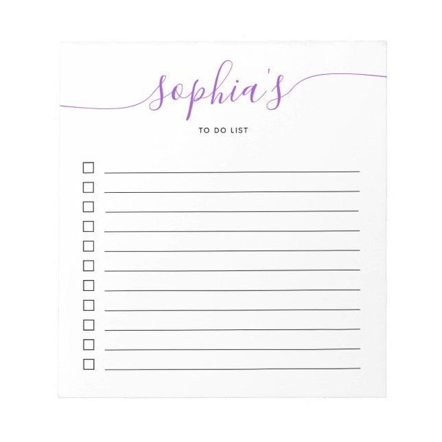 Pour Afficher Le Bloc-Notes Purple Script Chic (Devant)