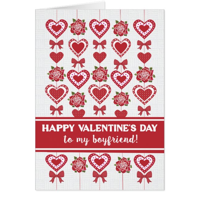 Pour ami Valentine's Red Roses Hearts Bows (Devant)