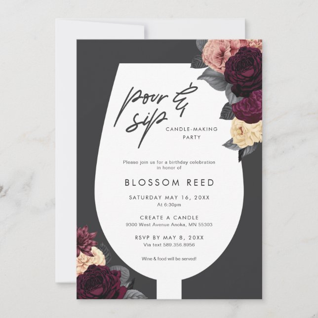 Pour and Sip Candle Making Party Invitation (Front)