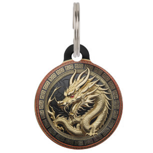 Pour Animaux Médaillon de dragon sacré oriental en or