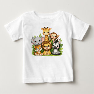 Pour Bébé Animaux de Safari Mignons T-Shirt Enfants Jungle