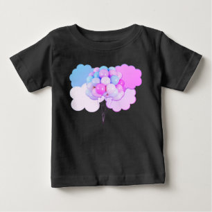 Pour Bébé Ballons roses et bleus dans les nuages T-shirt béb