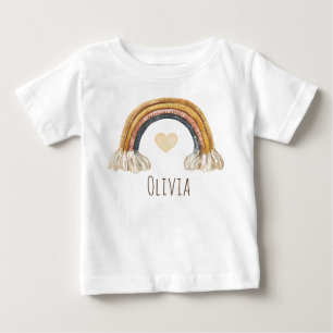 Pour Bébé Boho Baby Aquarelle Arc-en-ciel Beige Baby T-shirt