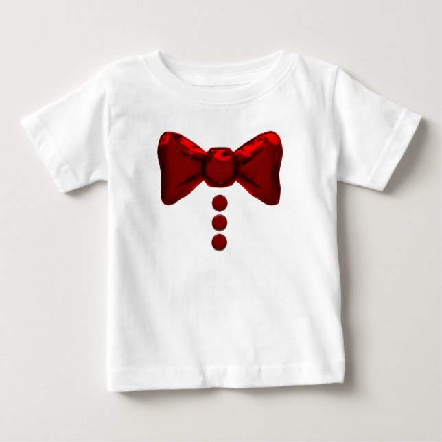Pour Bébé Cravate d'arc et T-shirt rouges mignons de boutons (Devant)