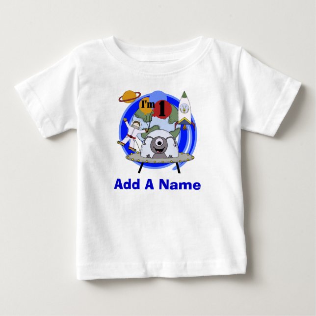 Pour Bébé Ęr T-shirt personnalisé d'anniversaire d'espace (Devant)