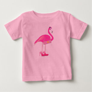 Pour Bébé Flamant rose rose - fin de T-shirt du Jersey d