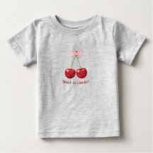Gray Kids T-Shirt with Cherries and Pink Bow 