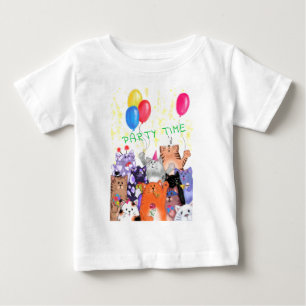 Pour Bébé Happy Cat Party Baby T-Shirt