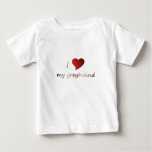 Pour Bébé J'aime mon T-shirt de nourrisson de lévrier