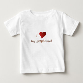 Pour Bébé J'aime mon T-shirt de nourrisson de lévrier