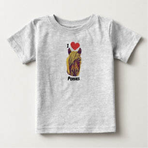 Pour Bébé Je Coeur Aime Ponies mignonne Baby T-shirt