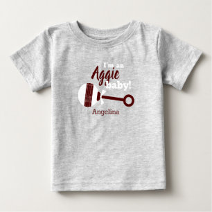 Pour Bébé Maroon Plaid Rattle Aggie Baby T-Shirt