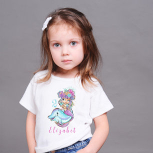 Pour Bébé Mermaid Blonde mignon avec T-shirt d'anniversaire 