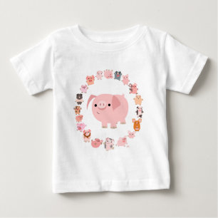 Pour Bébé Mignonette Cartoon Pig Mandala Baby T-shirt front
