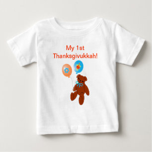 Pour Bébé Ours de nounours de T-shirt de Thanksgivukkah avec